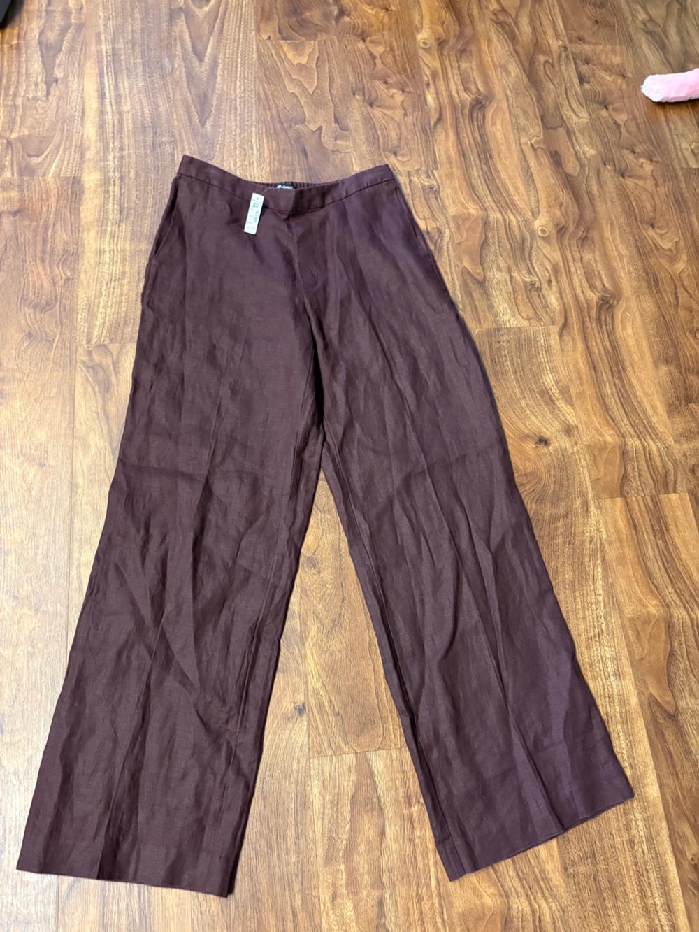 NWT Madewell The Easy Linen Pull-On Pant Wide Leg Brown S